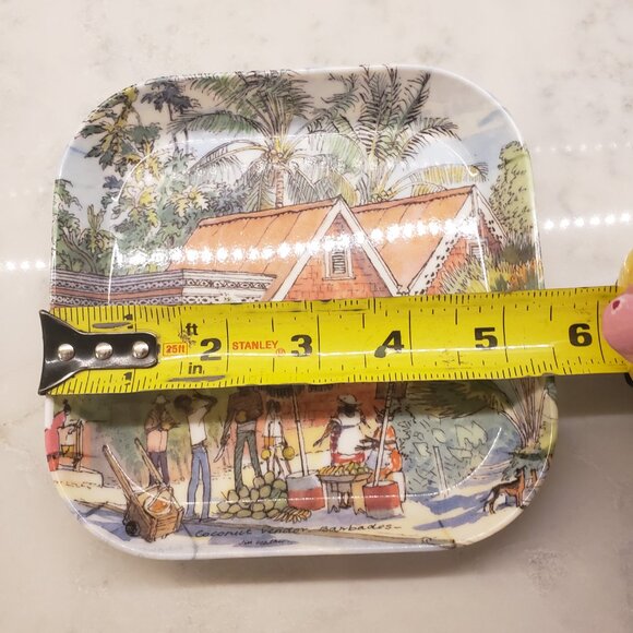 Jill Walker's The Chattel House and the Coconut Vendor in Barbados Plastic Plate - Picture 5 of 6